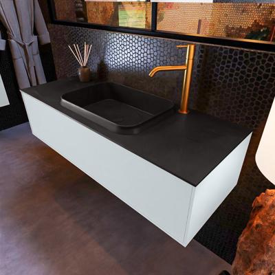 Badkamermeubelset Mondiaz Erin 120 cm met 1 Lade met RIDGE Wastafel Midden Urban met 1 kraangat Greeploos Mat Clay