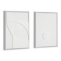 Kave Home Wandpaneel 'Brunella' Wit reliëf, canvas 30 x 40cm, Set van 2 stuks - thumbnail