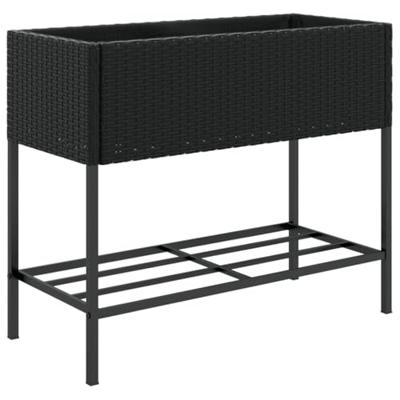 VidaXL Plantenbakken met schap 2 st 90x40x75 poly rattan zwart