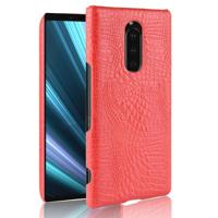 Shockproof Crocodile Texture PC + PU Case for Sony Xperia 1 (Red) - thumbnail
