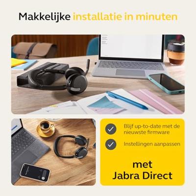 Jabra Evolve2 65 Flex Link380a MS On Ear headset Computer Bluetooth Stereo Zwart Noise Cancelling Headset, Microfoon uitschakelbaar (mute), Volumeregeling, Jabra Evolve2 65 Flex Link380a MS On Ear headset Computer Bluetooth Stereo Zwart Noise Cancelling Headset, Microfoon uitschakelbaar (mute), Volumeregeling,