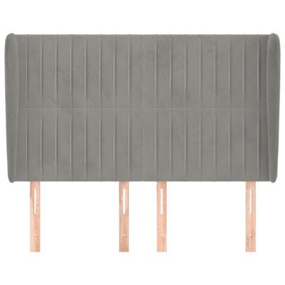 Hoofdbord met randen 147x23x118/128 cm fluweel lichtgrijs