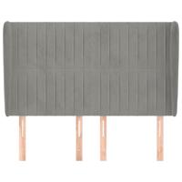 Hoofdbord met randen 147x23x118/128 cm fluweel lichtgrijs - thumbnail