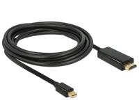 Delock 83700 DisplayPort-kabel HDMI / Mini-displayport Aansluitkabel Mini DisplayPort-stekker, HDMI-A-stekker 3 m Zwart Vergulde steekcontacten, Afgeschermd - thumbnail