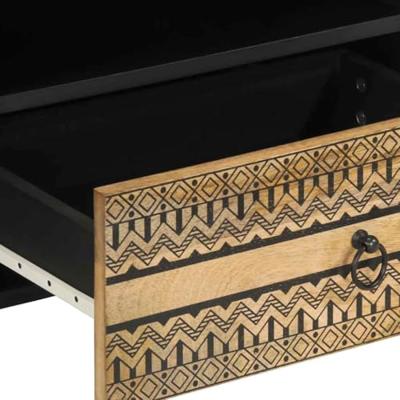 Tv-meubel 80x33,5x46 cm massief ruw mangohout zwart