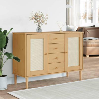 Dressoir SENJA rattan-look 112x40x80 cm grenenhout bruin Dressoir SENJA rattan-look 112x40x80 cm grenenhout bruin