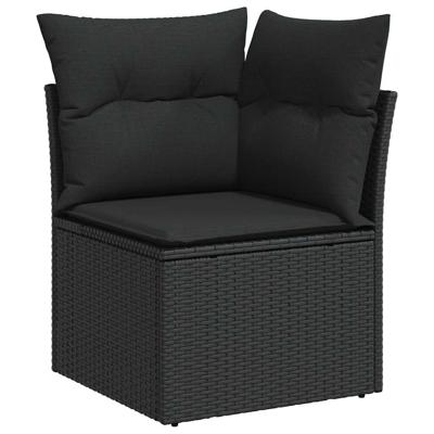 6-delige Loungeset met kussens poly rattan zwart - thumbnail