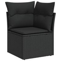 7-delige Loungeset met kussens poly rattan zwart - thumbnail