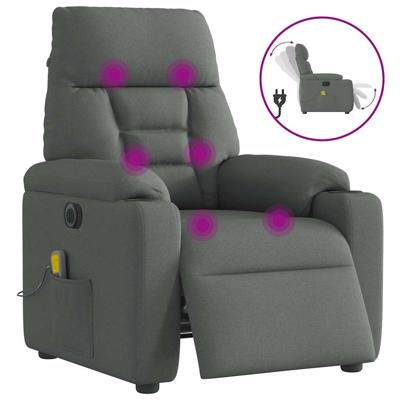 Massagestoel elektrisch verstelbaar stof donkergrijs