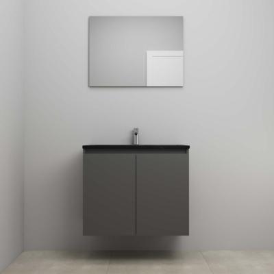 On-Line Badkamermeubelset - 80 cm - Voorgemonteerd - Greeploze Ladestructuur - Acryl Wastafel - 1 Kraangat - Spiegel - Mat Antraciet