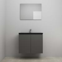On-Line Badkamermeubelset - 80 cm - Voorgemonteerd - Greeploze Ladestructuur - Acryl Wastafel - 1 Kraangat - Spiegel - Mat Antraciet - thumbnail
