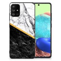 Samsung Galaxy A71 Marmeren Print Telefoonhoesje Marmer Wit Zwart - Origineel Cadeau Man - thumbnail