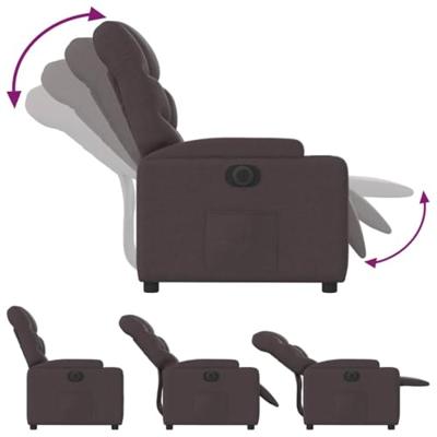 Fauteuil verstelbaar elektrisch stof donkerbruin - thumbnail