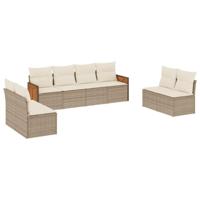 8-delige Loungeset met kussens poly rattan beige - thumbnail