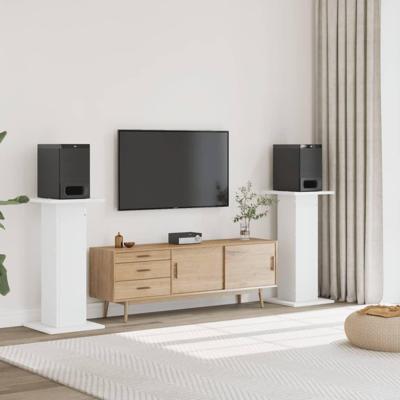 Speakerstandaards 2 st 30x30x95 cm bewerkt hout wit Speakerstandaards 2 st 30x30x95 cm bewerkt hout wit