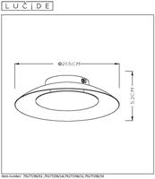 Lucide FOSKAL - Plafonnière - Ø 21,5 cm - LED - 1x6W 2700K - Zwart - thumbnail