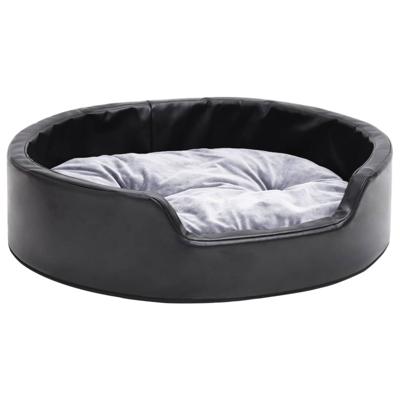 VidaXL Hondenmand 69x59x19 cm pluche en kunstleer zwart en grijs