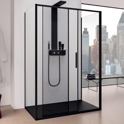 Douchecabine Lacus Torcello Aluminium Helder Glas Zwart (alle maten x2 zijwanden) Douchecabine Lacus Torcello Aluminium Helder Glas Zwart (alle maten x2 zijwanden)