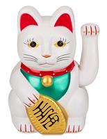 Zwaaiende Lucky Cat - Wit - thumbnail