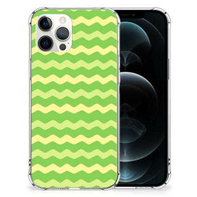 iPhone 12 Pro Max Doorzichtige Silicone Hoesje Waves Green iPhone 12 Pro Max Doorzichtige Silicone Hoesje Waves Green
