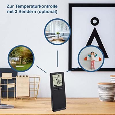 TFA Dostmann Funk-Thermometer LOGOneo 30.3071.01 Draadloze thermometer digitaal Zwart