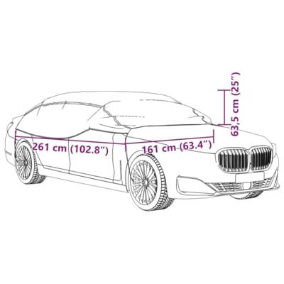 Autohoes voor helft van de auto met haken M PEVA zilverkleurig - thumbnail