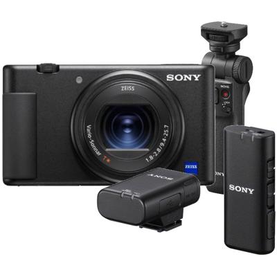 Sony compact camera ZV-1 + grip en microfoon