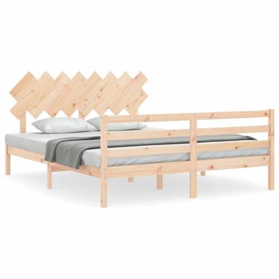 Bedframe met hoofdbord massief hout 160x200 cm