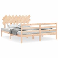 Bedframe met hoofdbord massief hout 160x200 cm - thumbnail