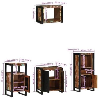 Badkamermeubelset met plank 4 pcs Multikleur 55 x 35 x 60 cm