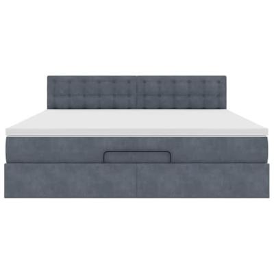 Ottoman bed met matras en LED's 160x200cm fluweel donkergrijs