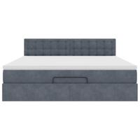 Ottoman bed met matras en LED's 160x200cm fluweel donkergrijs - thumbnail