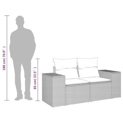 Tuinbank 2-zits met kussens poly rattan bruin