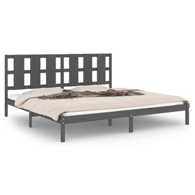 Bedframe massief grenenhout grijs 200x200 cm