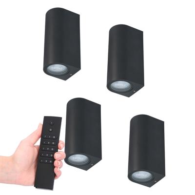 Set van 4 dimbare LED wandlamp Douglas - 2700K warm wit- GU10 - Up & Down light - IP65 Waterdicht - Incl. dimmer met afstandsbediening - tuinverlichting