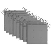 Tuinstoelen 8 st met kussens massief teakhout - thumbnail