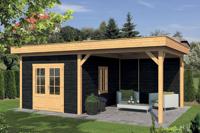 Tuindeco Oslo XL Overkapping type 4 678x430 cm Lariks/Douglashout blank en Zweeds rabat zwart- Plat dak- Onbehandeld lariks Douglas hout- Tuindeco - thumbnail