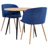 vidaXL 3-delige Eethoek stof blauw - thumbnail