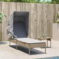 Ligbed met luifel poly rattan beige - thumbnail