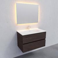 Badkamermeubel AQS Helsinki 80x46 cm Keramiek Wood Dark Brown 2 Laden Boss & Wessing - thumbnail