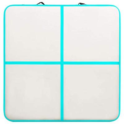 Gymnastiekmat met pomp opblaasbaar 200x200x10 cm PVC groen - thumbnail