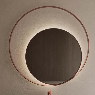 Spiegel Gliss Design Kosmos Koper Rose Rond met Frame en Indirecte LED Verlichting 100 cm Gliss Design