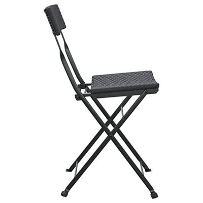 Bistrostoelen inklapbaar 2 st poly rattan en staal zwart - thumbnail