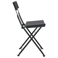 Bistrostoelen inklapbaar 2 st poly rattan en staal zwart - thumbnail
