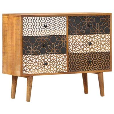 VidaXL Dressoir met geprint patroon 90x30x70 cm massief mangohout