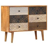 Dressoir met geprint patroon 90x30x70 cm massief mangohout - thumbnail