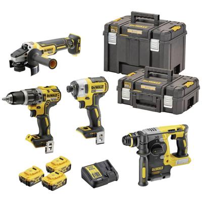 DEWALT DCK422P3T-QW DCK422P3T-QW Gereedschapsset Accu-klop/schroefmachine, Accu-slagmoersleutel, Accu-boorhamer, Haakse accuslijper, Accu, Acculader 10-delig DEWALT DCK422P3T-QW DCK422P3T-QW Gereedschapsset Accu-klop/schroefmachine, Accu-slagmoersleutel, Accu-boorhamer, Haakse accuslijper, Accu, Acculader 10-delig