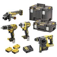 DEWALT DCK422P3T-QW DCK422P3T-QW Gereedschapsset Accu-klop/schroefmachine, Accu-slagmoersleutel, Accu-boorhamer, Haakse accuslijper, Accu, Acculader 10-delig - thumbnail
