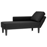 Chaise longue met kussen en rechterarmleuning fluweel zwart - thumbnail