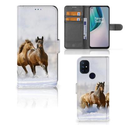 OnePlus Nord N10 | Telefoonhoesje | Met pasjeshouder | Paarden OnePlus Nord N10 | Telefoonhoesje | Met pasjeshouder | Paarden
